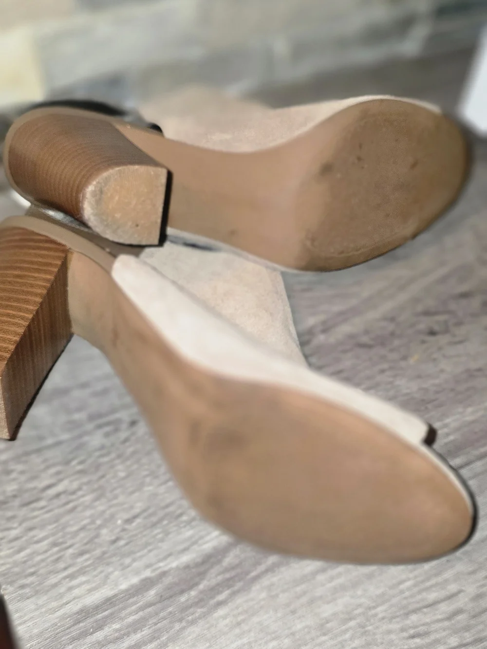 Tahari Beige Suede Open-Toe Ankle Booties